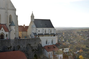 Výhled ze Znojemského hradu na kostel svatého Mikuláše